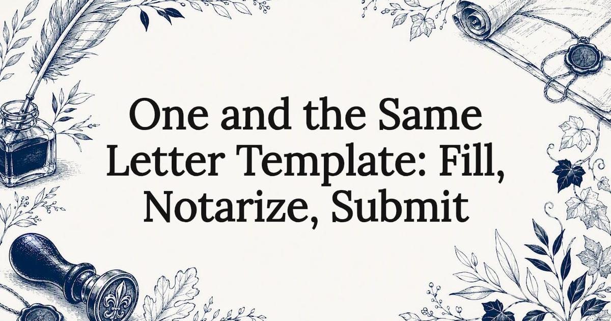 One and the Same Letter Template: Fill, Notarize, Submit